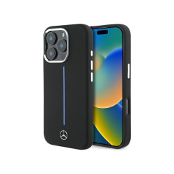 Mercedes iPhone 16 Pro black hardcase Silicone Blue Stripe MagSafe