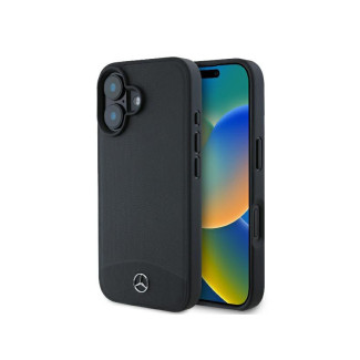 Mercedes iPhone 16 black hardcase Textured And Plain Leather MagSafe