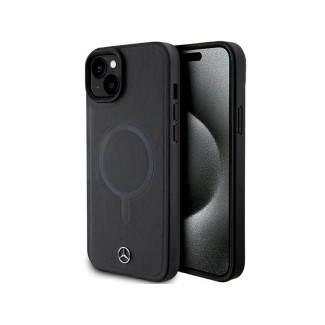 Mercedes iPhone 14 Plus/15 Plus Black Hardcase Smooth Leather MagSafe