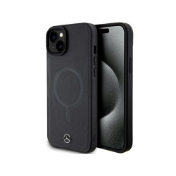 Mercedes iPhone 14 Plus/15 Plus Black Hardcase Smooth Leather MagSafe