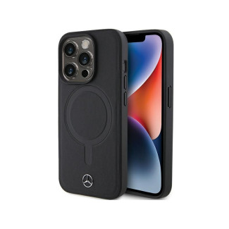 Mercedes iPhone 15 Pro Max Black Hardcase Smooth Leather MagSafe
