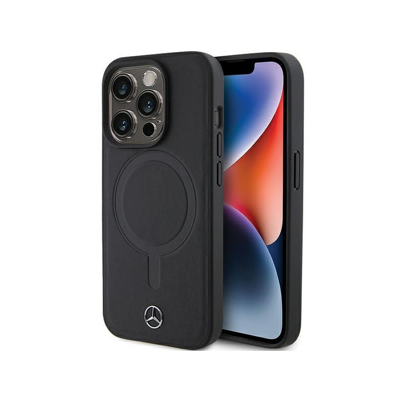 Mercedes iPhone 15 Pro Max Black Hardcase Smooth Leather MagSafe Mercedes iPhone 15 Pro Max Black Hardcase Smooth Leather MagSafe