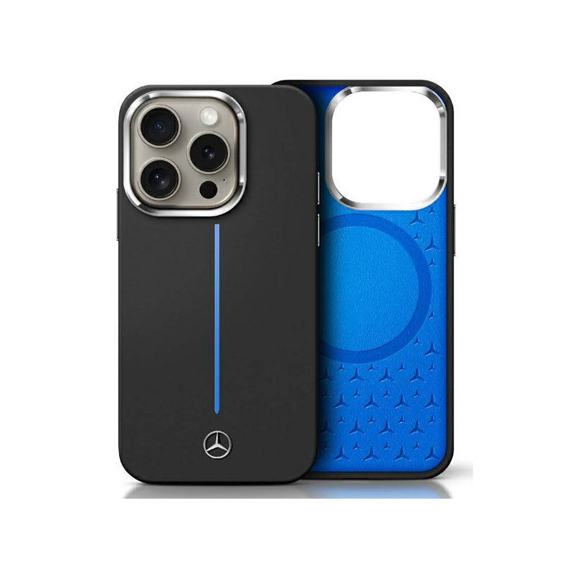 Mercedes iPhone 16 black hardcase Silicone Blue Stripe MagSafe Mercedes iPhone 16 black hardcase Silicone Blue Stripe MagSafe