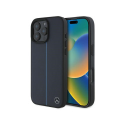 Mercedes iPhone 16 Pro Max navy hardcase MB Blue Line Leather MagSafe