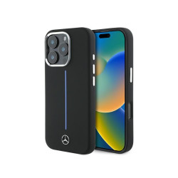 Mercedes iPhone 16 Pro Max black hardcase Silicone Blue Stripe MagSafe