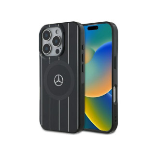Mercedes iPhone 16 Pro Max black hardcase MB Double Layer Crossed Line MagS