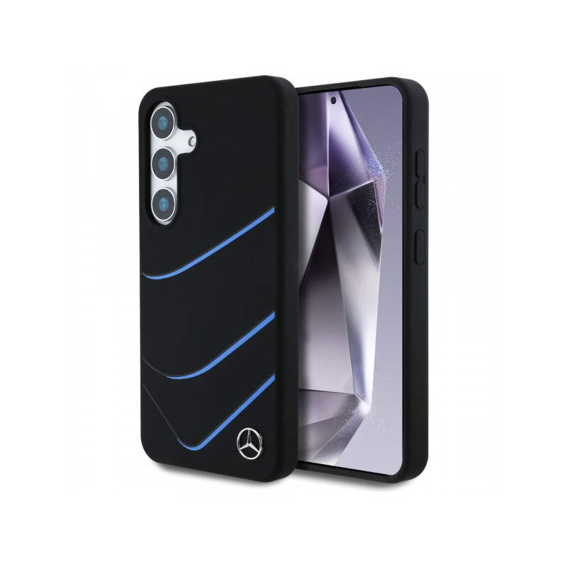 Mercedes Samsung Galaxy S25 Black Silicone Contrasted Curves MagSafe Case