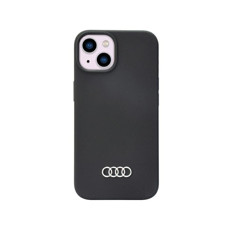 Audi Coque rigide en silicone noire pour iPhone 13/14/15 Audi Coque rigide en silicone noire pour iPhone 13/14/15