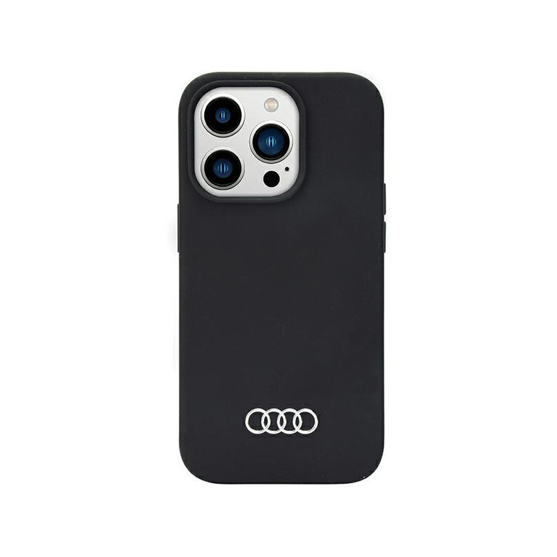 Audi Coque rigide en silicone noire pour iPhone 14 Pro Max