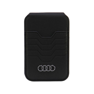 Audi Portefeuille en cuir avec porte-cartes et support. noir. MagSafe