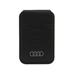Audi Portefeuille en cuir avec porte-cartes et support. noir. MagSafe