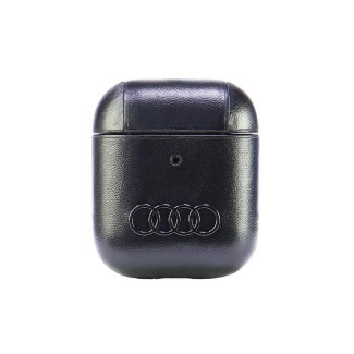 Audi Coque en cuir avec grand logo pour AirPods 1/2. noire