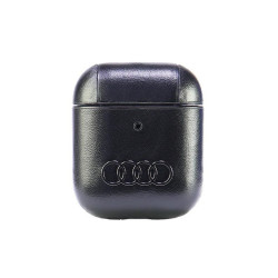 Audi Coque en cuir avec grand logo pour AirPods 1/2. noire