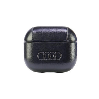 Audi Coque en cuir avec grand logo pour AirPods 3. noire