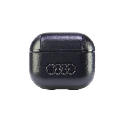 Audi Coque en cuir avec grand logo pour AirPods 3. noire