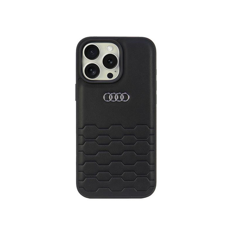 Audi Coque rigide en cuir synthétique noire pour iPhone 16 Pro Max