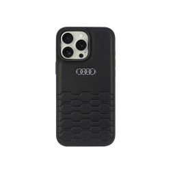 Audi Coque rigide en cuir synthétique noire pour iPhone 16 Pro Max