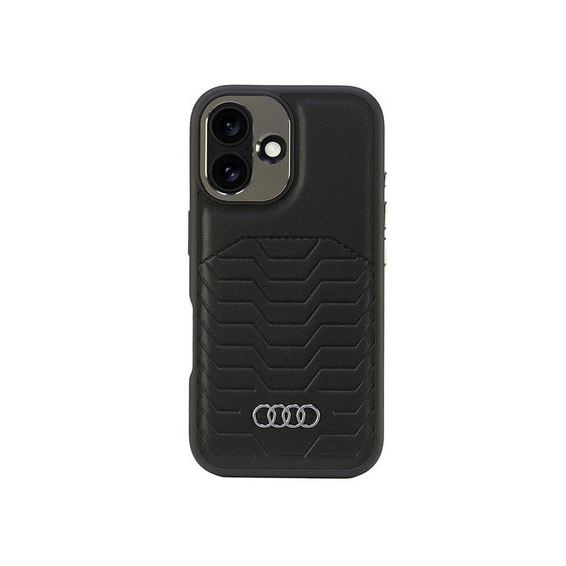 Audi Coque rigide en cuir synthétique noire MagSafe pour iPhone 16 Plus
