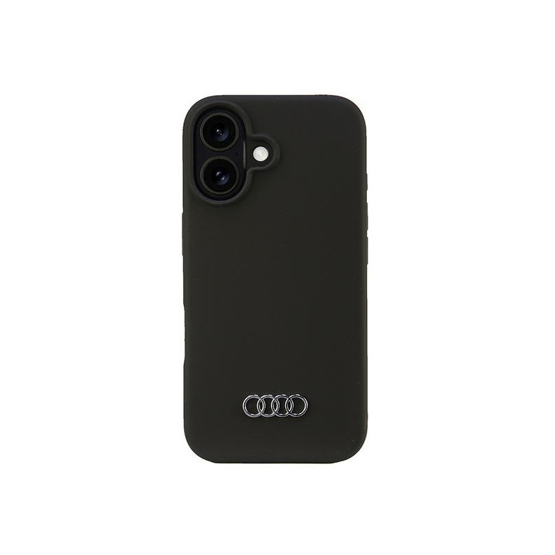 Audi Coque rigide en silicone noire pour iPhone 16.