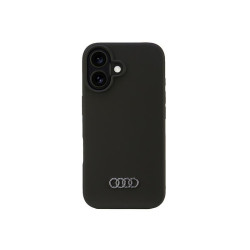 Audi Coque rigide en silicone noire pour iPhone 16.