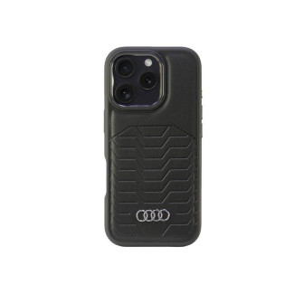 Audi Coque rigide en cuir synthétique noire MagSafe pour iPhone 16 Pro