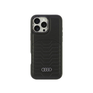 Audi Coque rigide en cuir synthétique noire MagSafe pour iPhone 16 Pro Max