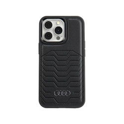 Audi Coque rigide en cuir synthétique noire MagSafe pour iPhone 13/13 Pro