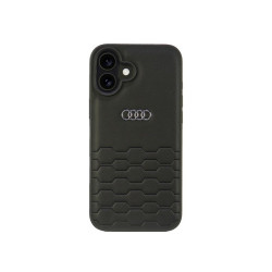 Audi Coque rigide en cuir synthétique noire pour iPhone 16 Plus