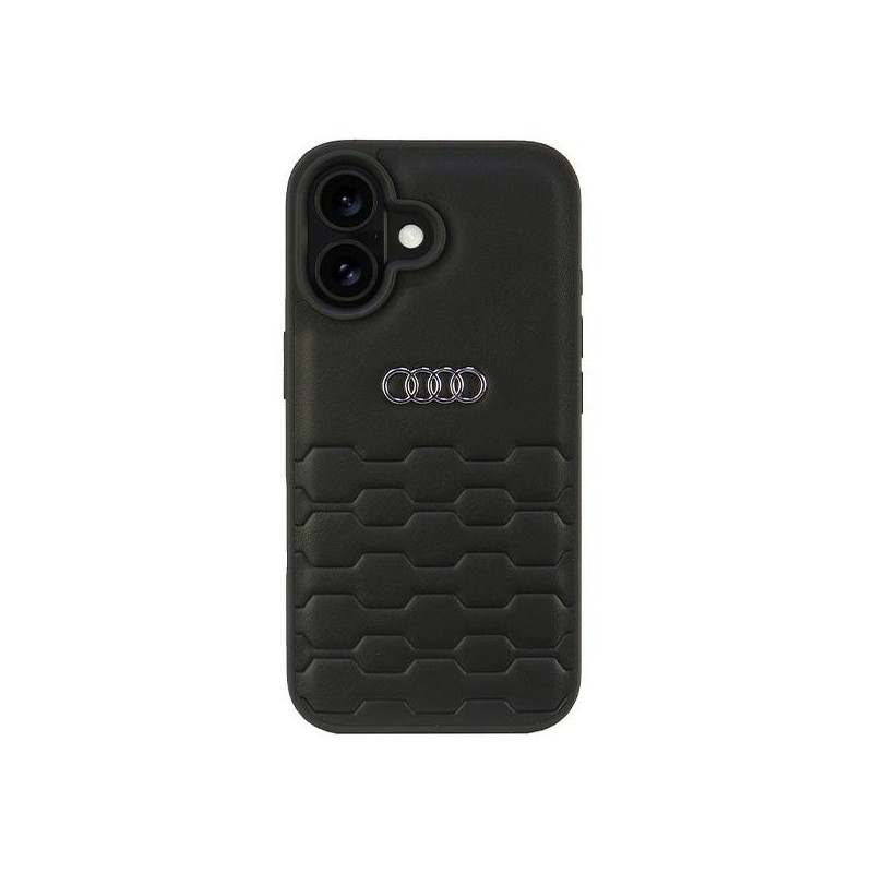 Audi Coque rigide en cuir synthétique noire pour iPhone 16