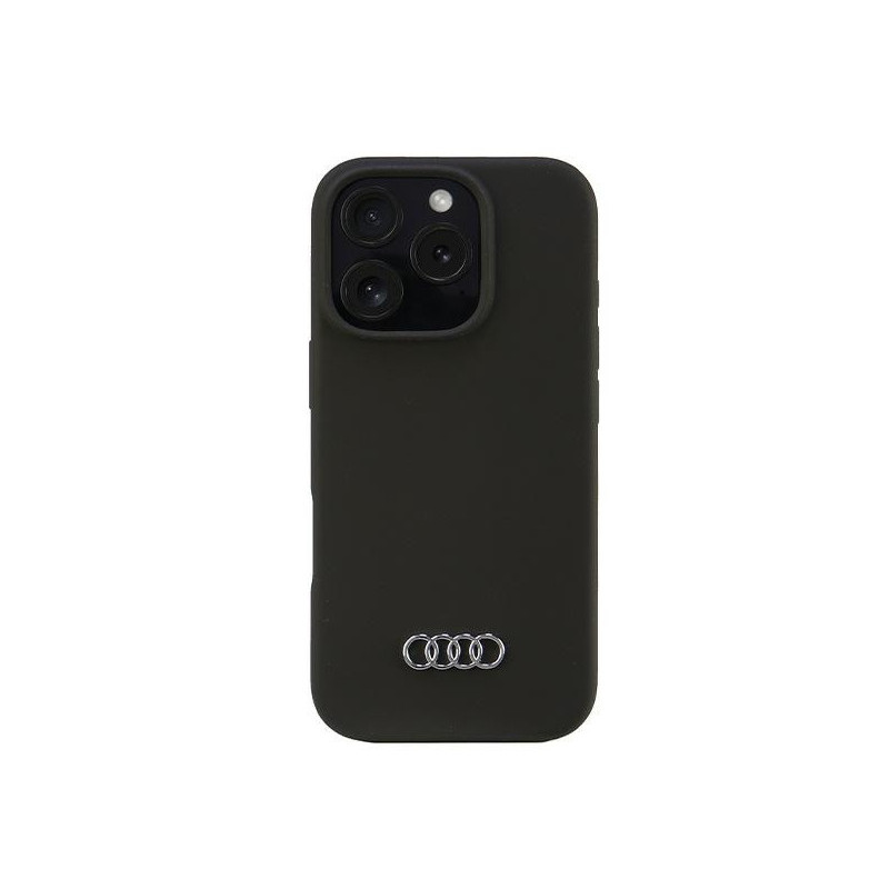 Audi Coque rigide en silicone noire pour iPhone 16 Pro