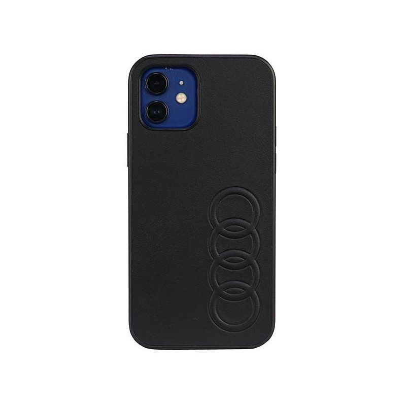 Audi Coque rigide en cuir synthétique noire pour iPhone 12/12 Pro Audi Coque rigide en cuir synthétique noire pour iPhone 12/12 Pro