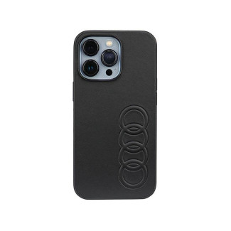 Audi Coque rigide en cuir synthétique noire pour iPhone 13/13 Pro