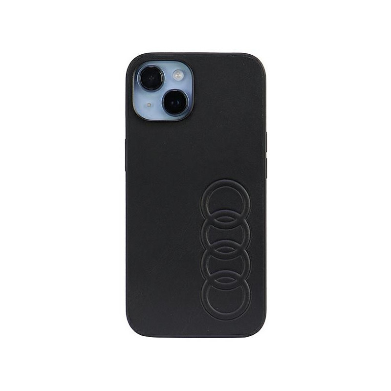 Audi Coque rigide en cuir synthétique noire pour iPhone 13/14/15 Audi Coque rigide en cuir synthétique noire pour iPhone 13/14/15