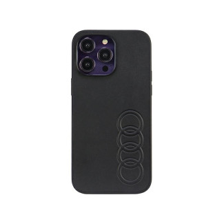 Audi Coque rigide en cuir synthétique noire pour iPhone 14 Pro Max