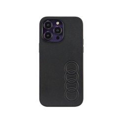 Audi Coque rigide en cuir synthétique noire pour iPhone 14 Pro Max