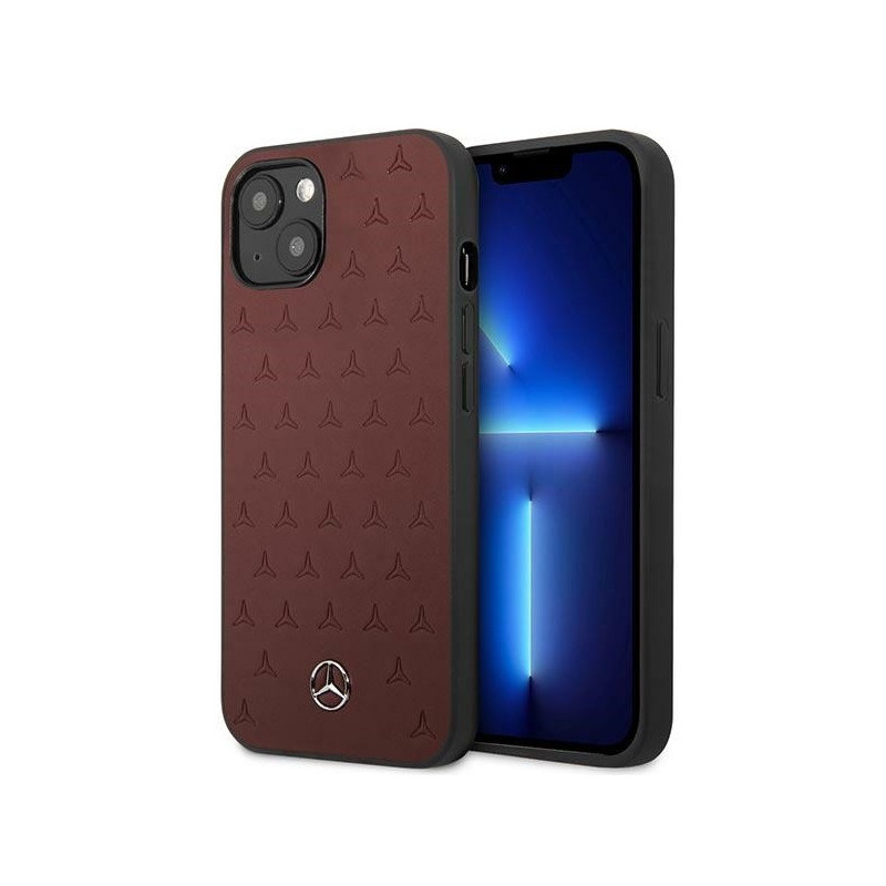Mercedes iPhone 13 mini red hardcase Leather Stars Pattern Mercedes iPhone 13 mini red hardcase Leather Stars Pattern