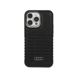 Audi Coque rigide en cuir synthétique noire MagSafe pour iPhone 14 Pro Max