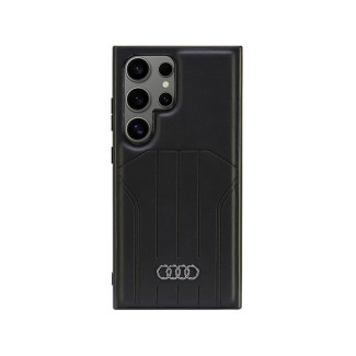 Audi Coque rigide en cuir synthétique noire pour Samsung Galaxy S24 Ultra