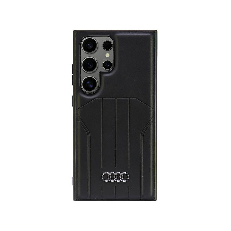 Audi Coque rigide en cuir synthétique noire pour Samsung Galaxy S24 Ultra