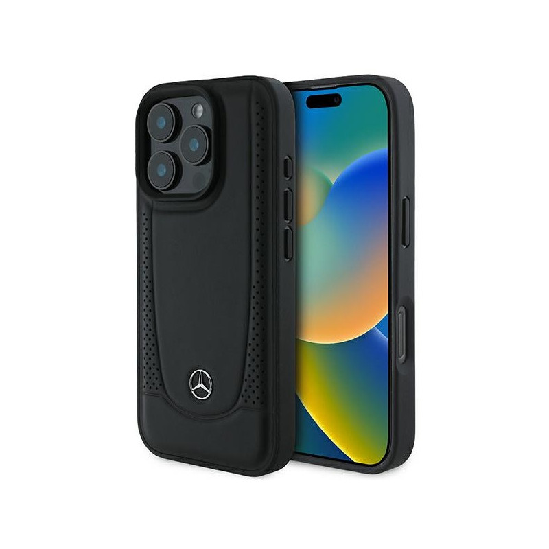 Mercedes iPhone 16 Pro Max black hardcase Leather Urban Mercedes iPhone 16 Pro Max black hardcase Leather Urban