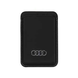 Audi Étui portefeuille en cuir synthétique noir emplacement carte MagSafe