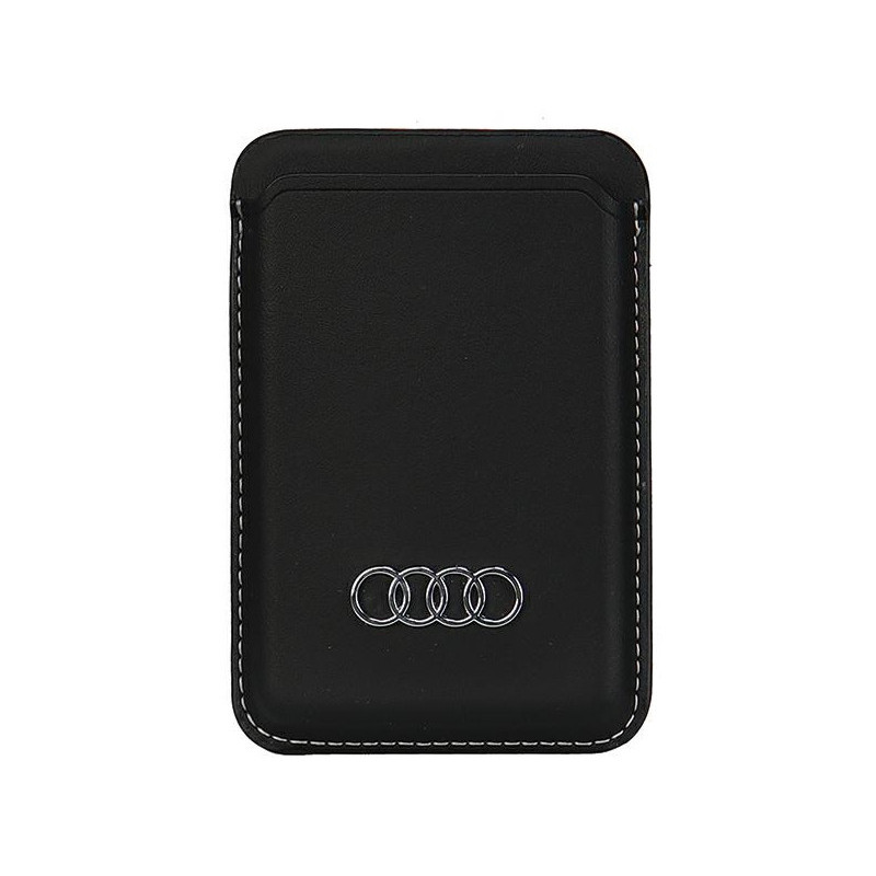 Audi Étui portefeuille en cuir synthétique noir emplacement carte MagSafe