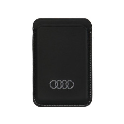 Audi Étui portefeuille en cuir synthétique noir emplacement carte MagSafe