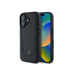 Mercedes iPhone 16 Plus black hardcase Leather Urban