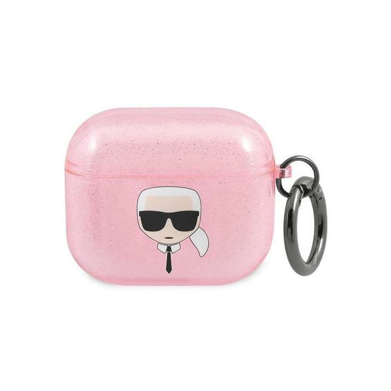 Karl Lagerfeld AirPods 3 cover pink Glitter Karl`s Head