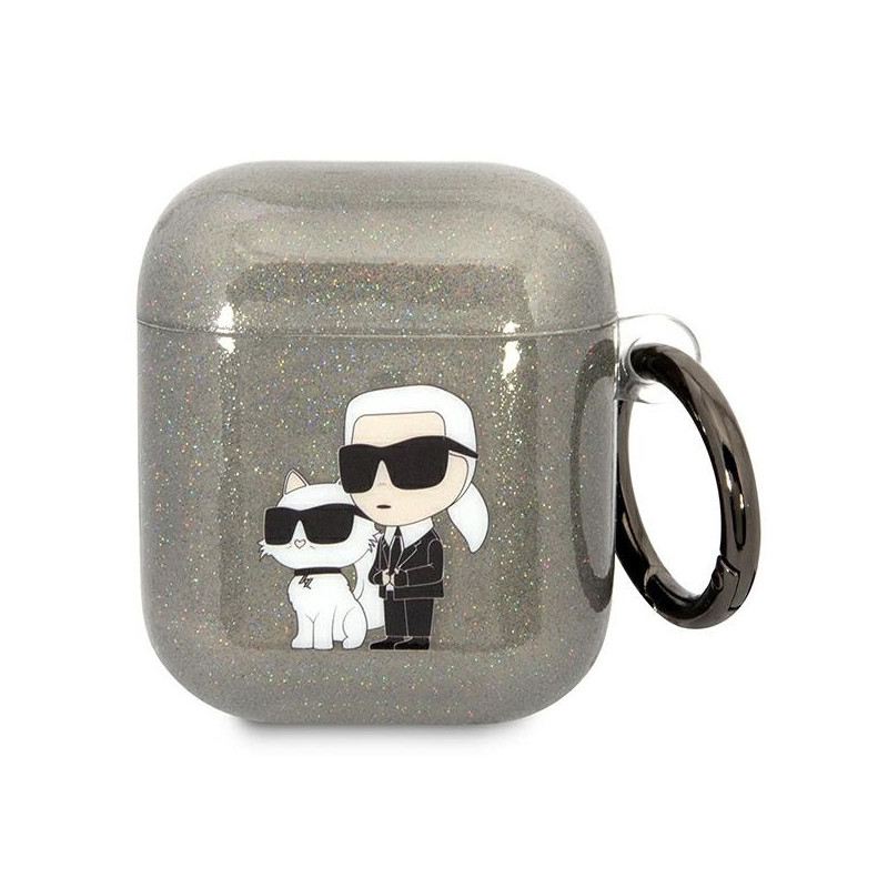 Karl Lagerfeld Airpods 1/2 cover black Glitter Karl&Choupette