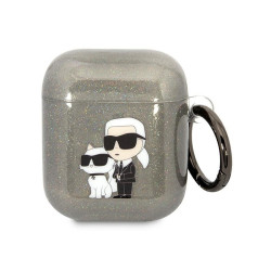 Karl Lagerfeld Airpods 1/2 cover black Glitter Karl&Choupette