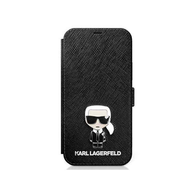 Karl Lagerfeld iPhone 12 mini black book Saffiano Iconic Metal