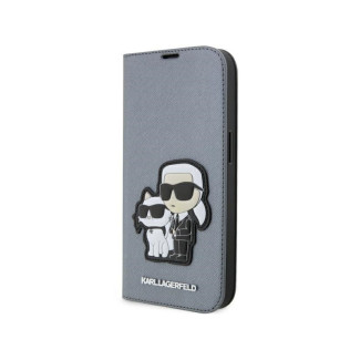 Karl Lagerfeld iPhone 14 Pro Max bookcase silver Saffiano Karl & Choupet