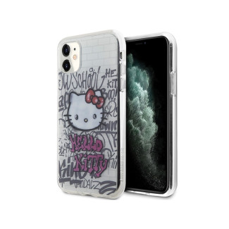 Hello Kitty iPhone 11/Xr white hardcase IML Kitty On Bricks Graffiti